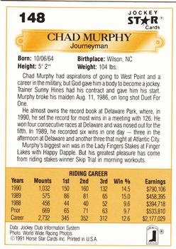 1991 Jockey Star Jockeys #148 Chad Murphy Back